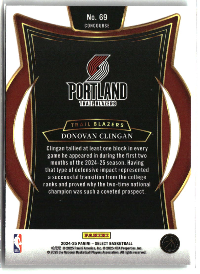 Donovan Clingan 2024-25 Panini Select #69