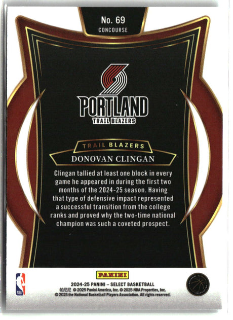 Donovan Clingan 2024-25 Panini Select #69