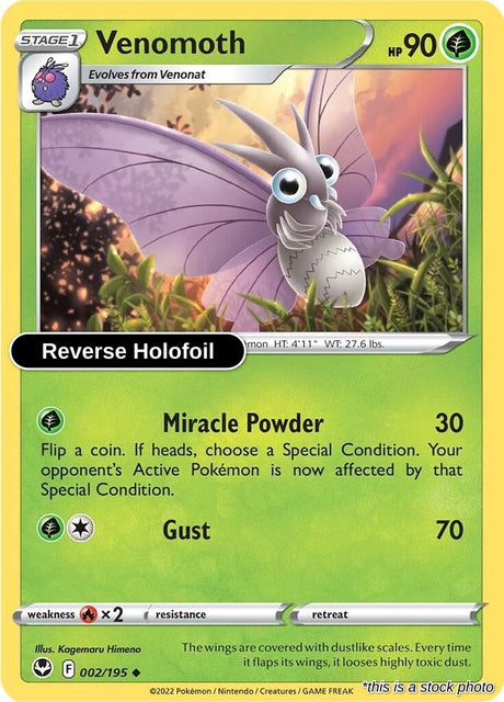 Venomoth - 002/195 - [SWSH12 - SWSH12: Silver Tempest] - Reverse Holofoil