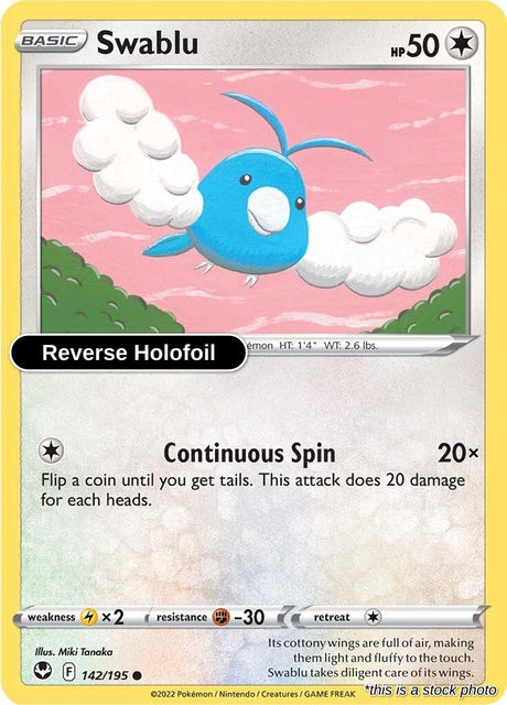 Swablu - 142/195 - [SWSH12 - SWSH12: Silver Tempest] - Reverse Holofoil