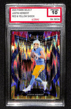 Load image into Gallery viewer, Justin Herbert 2024 Panini Select Red &amp; Yellow Prizm Shock #41 Other 10
