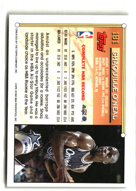Shaquille O'Neal 1993-94 Topps #181