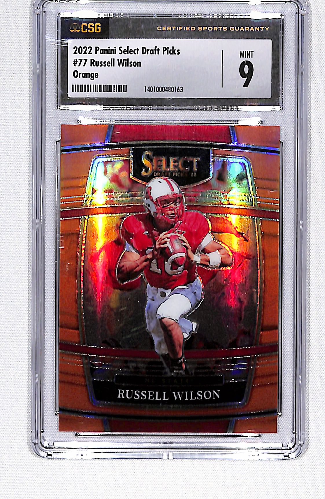 Russell Wilson 2022 Panini Select Draft Picks Orange Prizm #77 #/49 CSG 9
