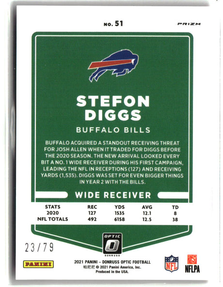 Stefon Diggs 2021 Donruss Optic Pink Velocity #51 #/79