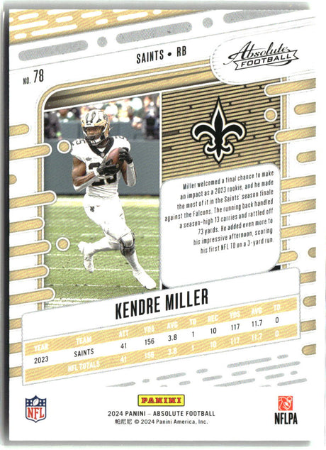 Kendre Miller 2024 Panini Absolute Green Waves #78 #/50