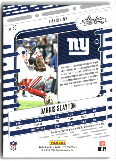 Darius Slayton 2024 Panini Absolute Base Signatures #80
