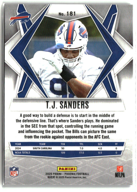 T.J. Sanders 2025 Panini Phoenix #181