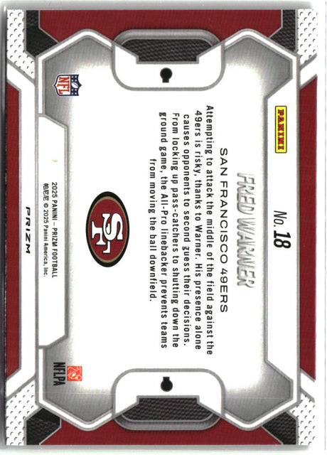 Fred Warner 2025 Panini Prizm Lockdown! #18