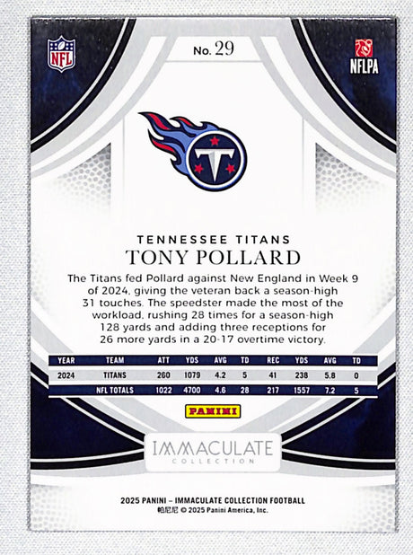 Tony Pollard 2025 Panini Immaculate Collection #29 #/99