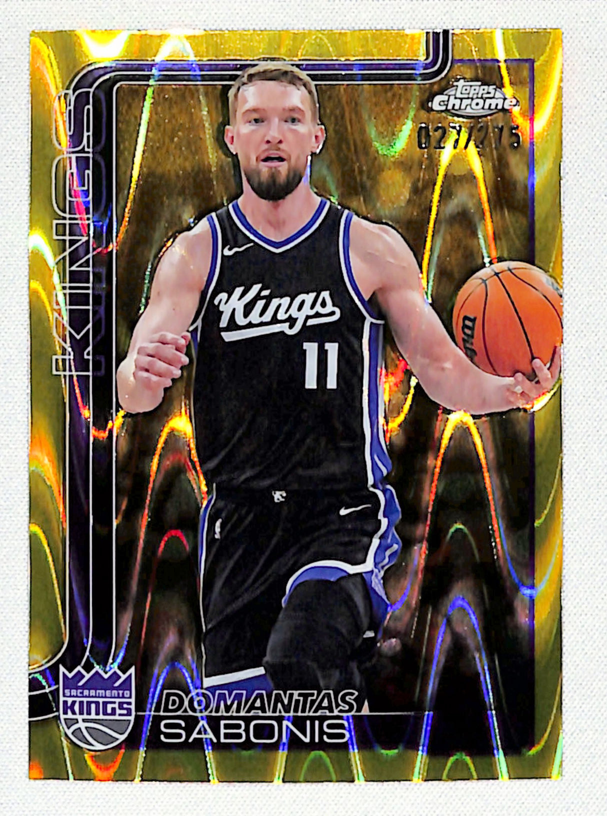 Domantas Sabonis 2025-26 Topps Chrome Yellow RayWave Refractor #229 #/275