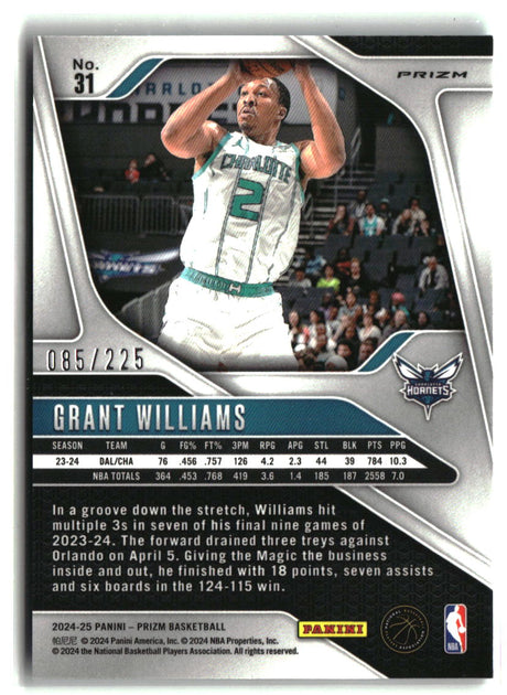 Grant Williams 2024-25 Panini Prizm Prizms Teal Ice #31 #/225
