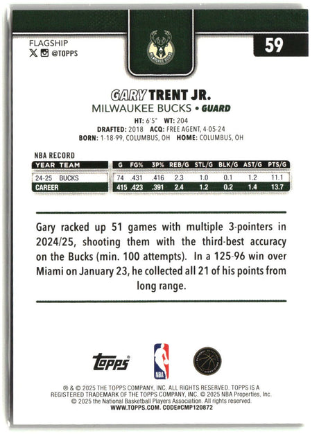 Gary Trent Jr. 2025-26 Topps Crackleboard Gold #59 #/50