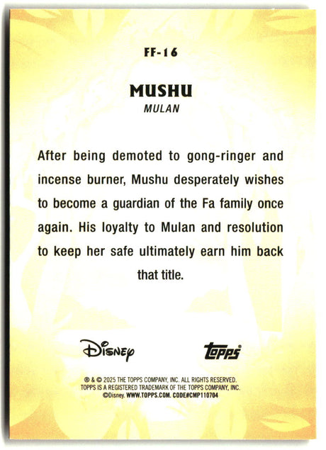 Mushu 2025 Topps Disney Wonder Furry Friends #FF-16