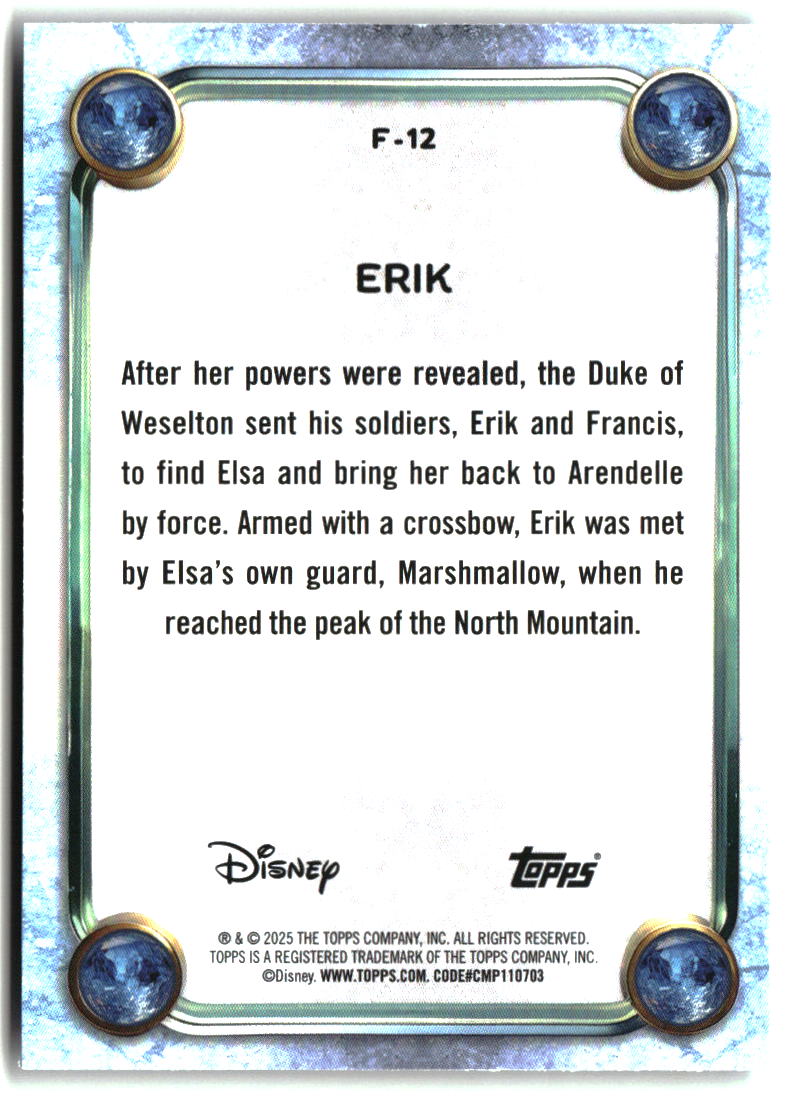 Erik 2025 Topps Disney Wonder Frozen Character Variation #F-12