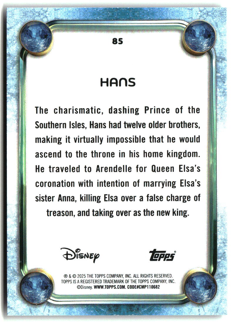 Hans 2025 Topps Disney Wonder #85
