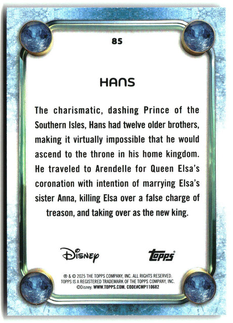 Hans 2025 Topps Disney Wonder #85