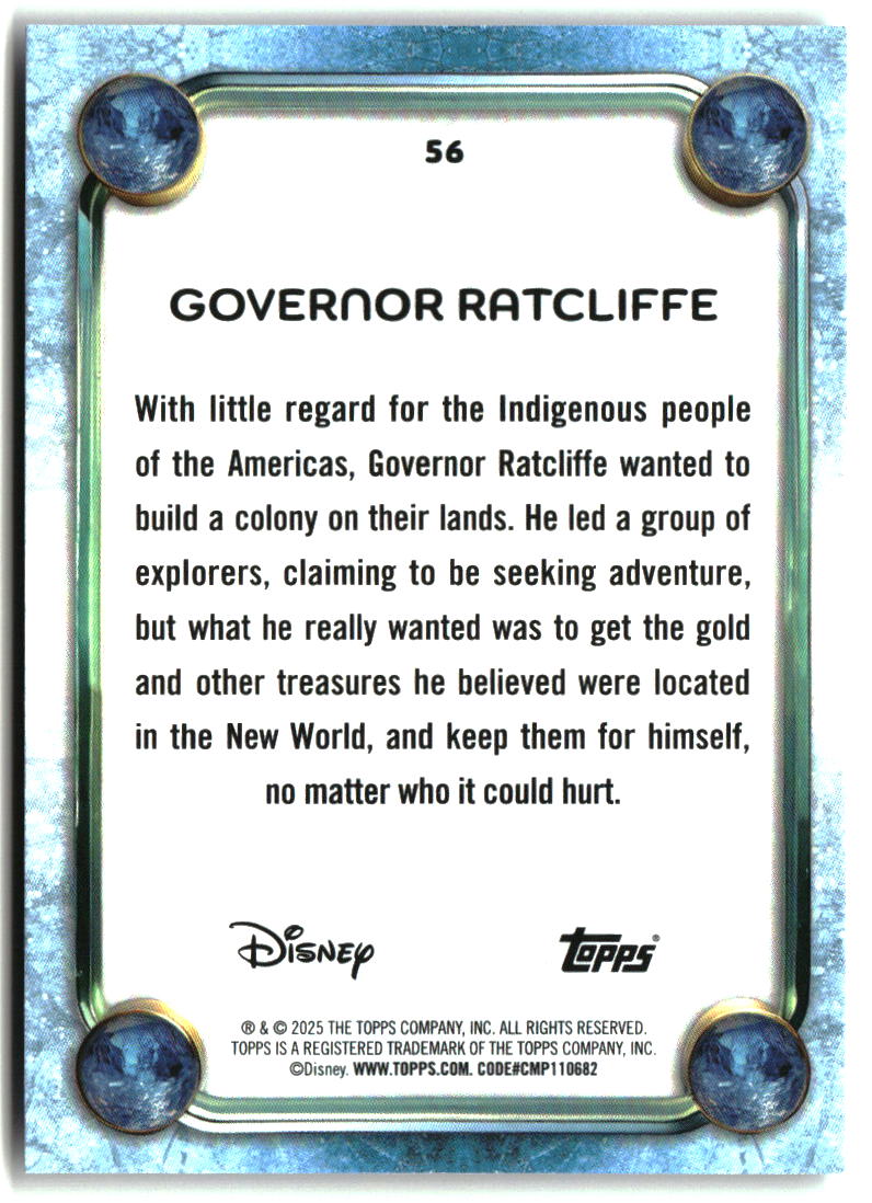 Governor Ratcliffe 2025 Topps Disney Wonder #56