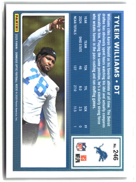 Tyleik Williams 2025 Donruss Optic #246