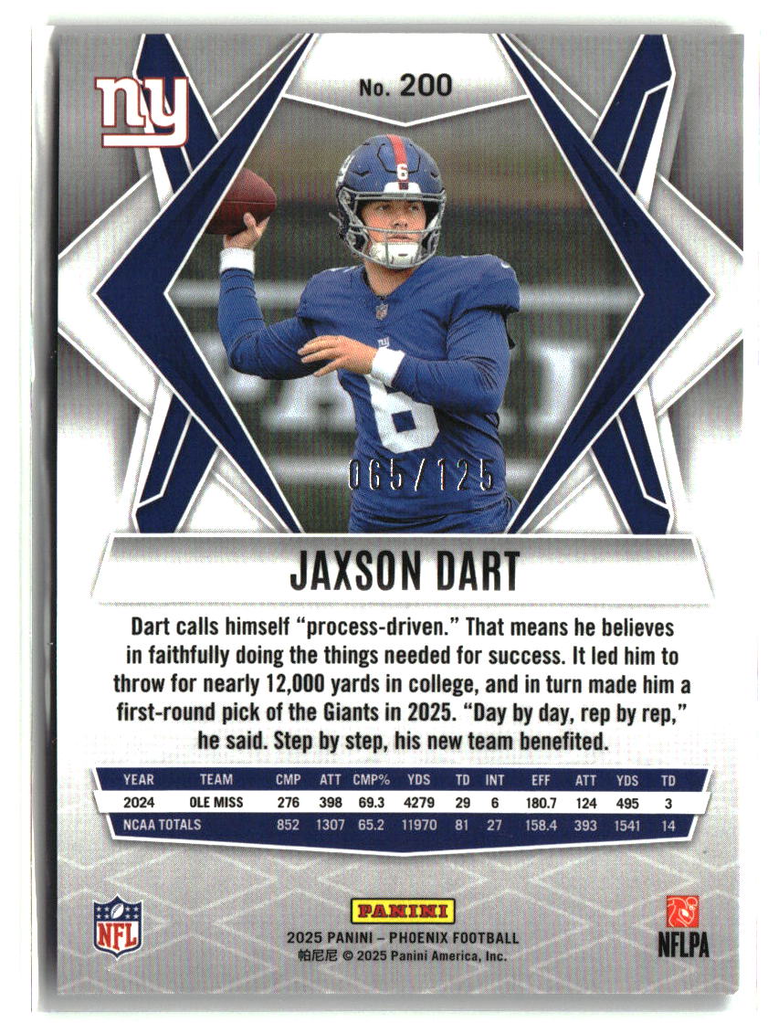 Jaxson Dart 2025 Panini Phoenix Bronze Pandora Prizm #200 #/125