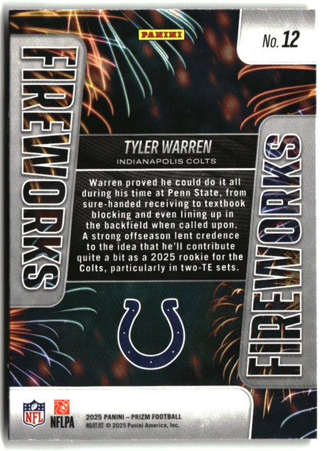 Tyler Warren 2025 Panini Prizm Fireworks #12