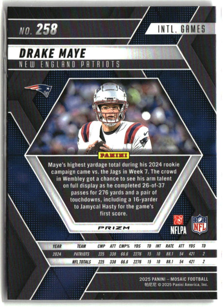 Drake Maye 2025 Panini Mosaic Mosaic Reactive Purple #258
