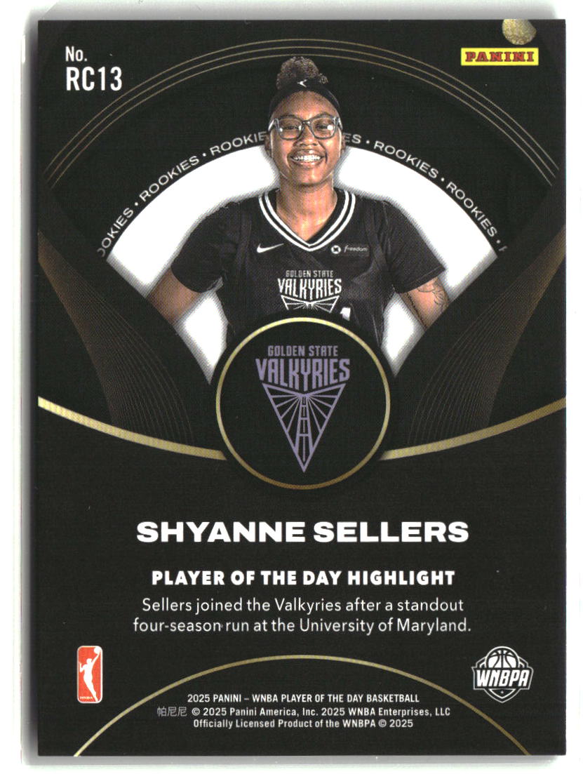 Shyanne Sellers 2025 Panini WNBA Player of the Day Rookies Blue #RC13 #/50