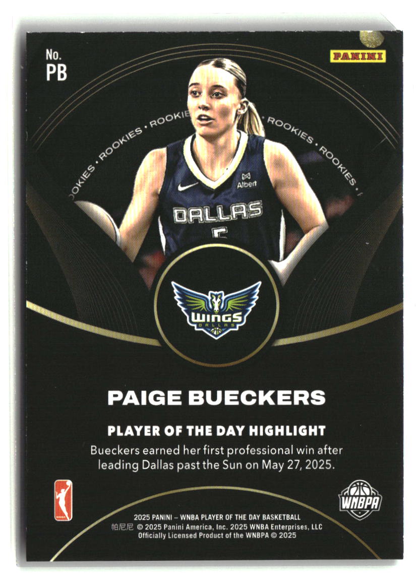 Paige Bueckers 2025 Panini WNBA Player of the Day Rookies #PB