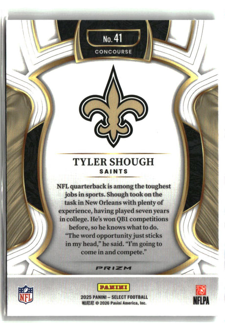Tyler Shough 2025 Panini Select Black and Orange Prizm Shock #41