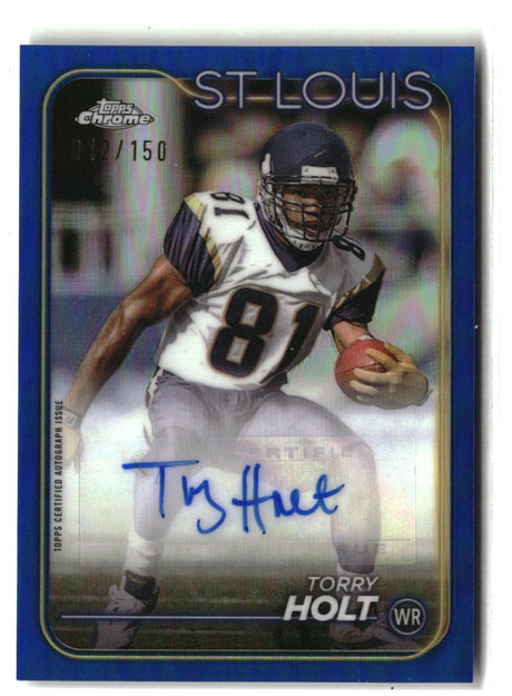 Torry Holt 2024 Topps Chrome Autographs Blue Refractor #BA-THO #/150