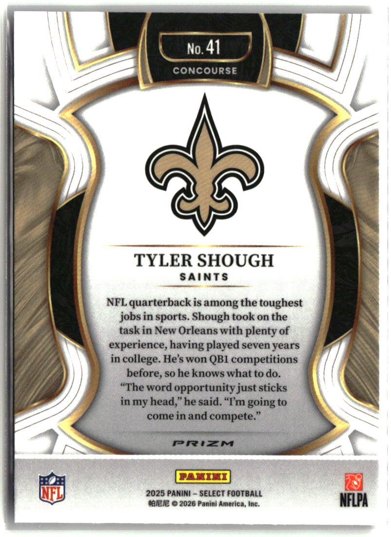 Tyler Shough 2025 Panini Select Red and Blue Prizm Shock #41