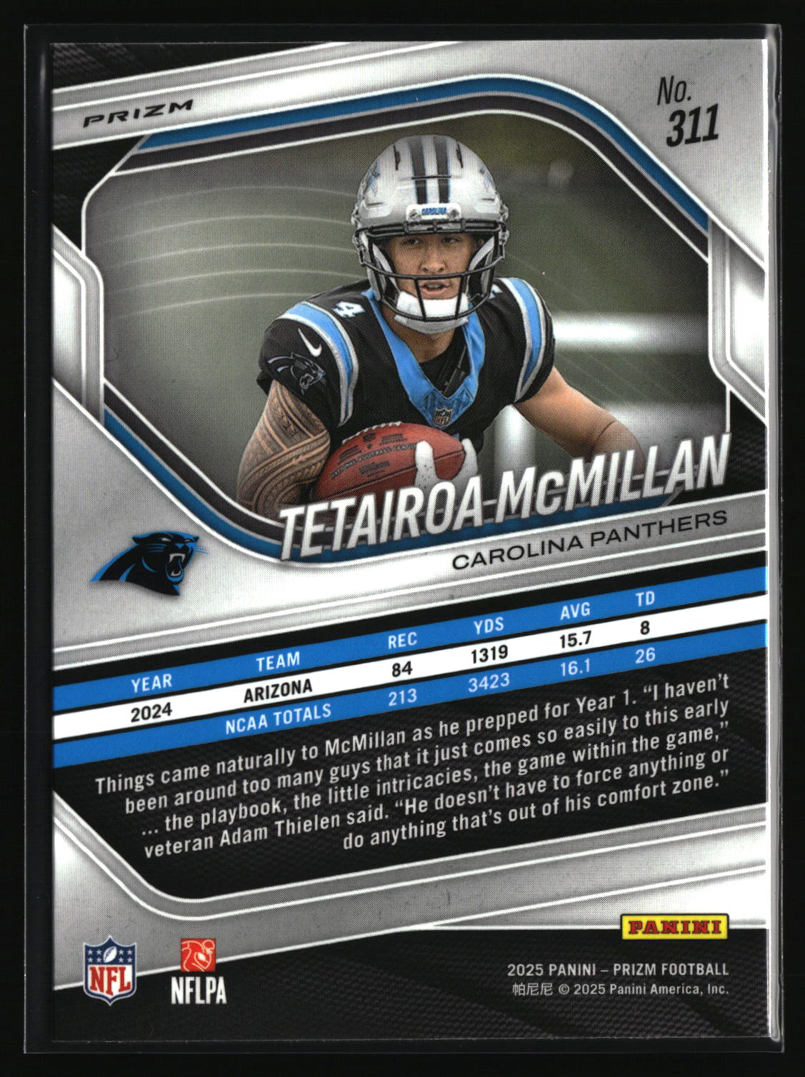 Tetairoa McMillan 2025 Panini Prizm Orange Ice #311