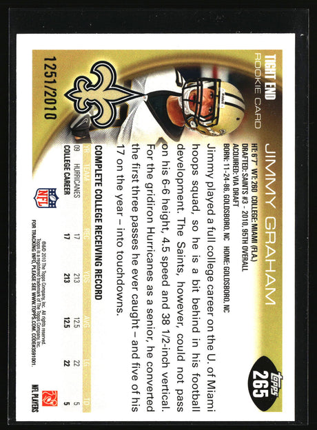 Jimmy Graham 2010 Topps Gold #265 #/2010