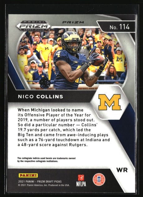 Nico Collins 2021 Panini Prizm Draft Picks Collegiate Orange Ice #114