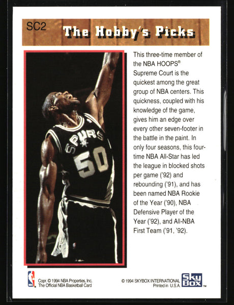 David Robinson 1993-94 Hoops Supreme Court #SC2