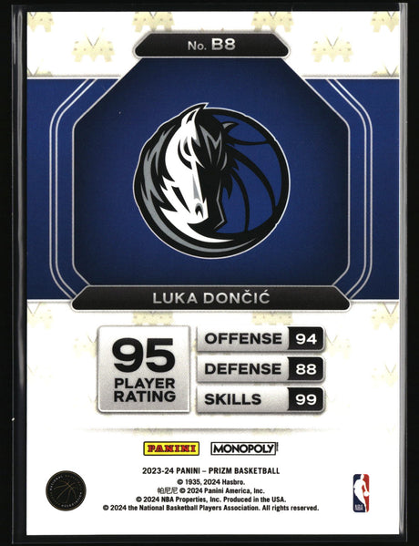 Luka Doncic 2023-24 Panini Prizm Monopoly Millionaire Black #B8