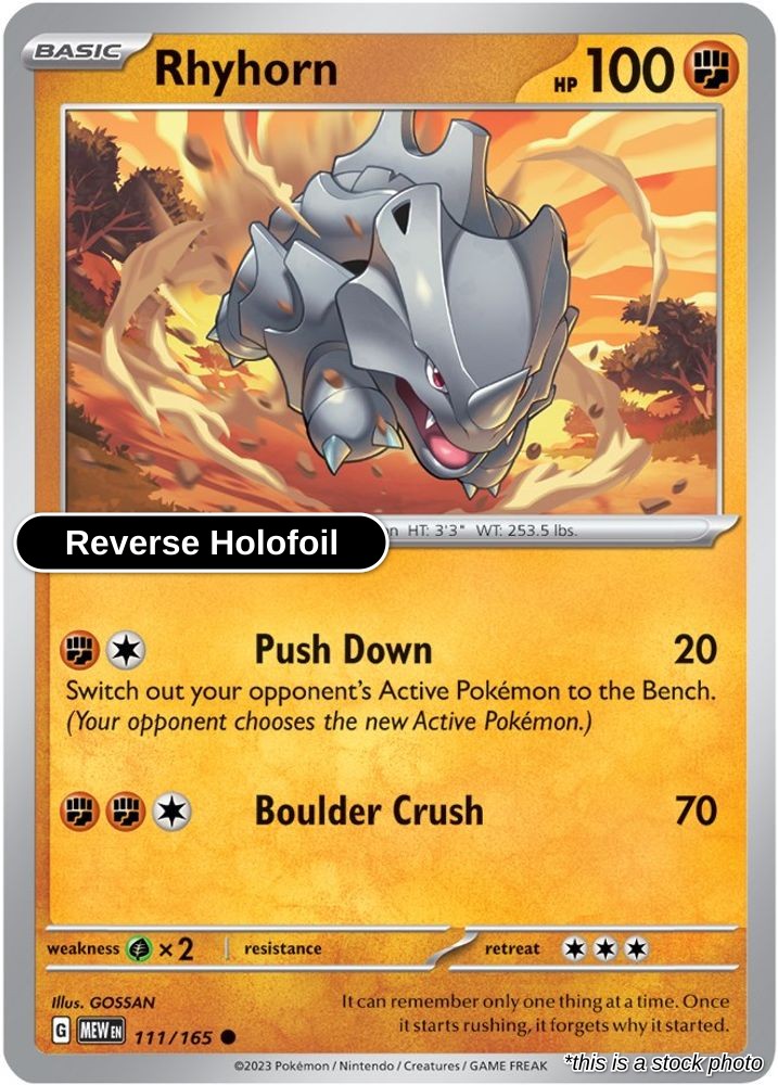 Rhyhorn - 111/165 - [MEW - SV: Scarlet & Violet 151] - Reverse Holofoil