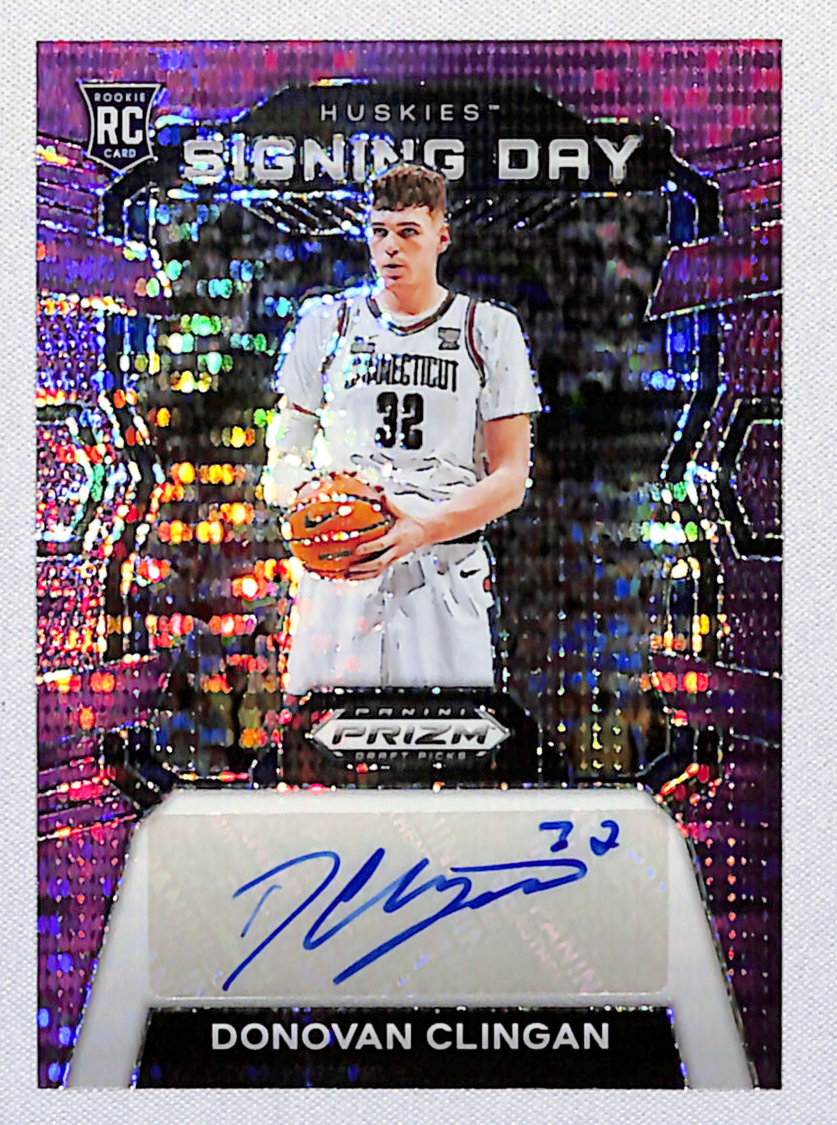 Donovan Clingan 2024 Prizm Draft Picks Signing Day Purple Pulsar #SD-DON #/15