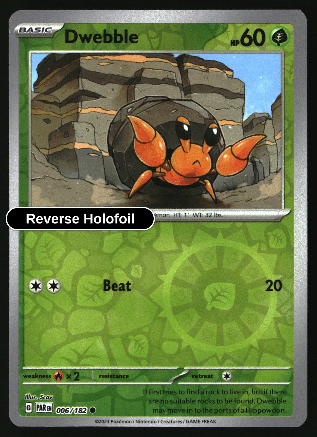 Dwebble - 006/182 - [PAR - SV04: Paradox Rift] - Reverse Holofoil