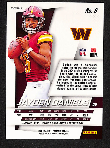 Jayden Daniels 2024 Panini Prizm Prizm Flashback Rookie Silver Prizm #8
