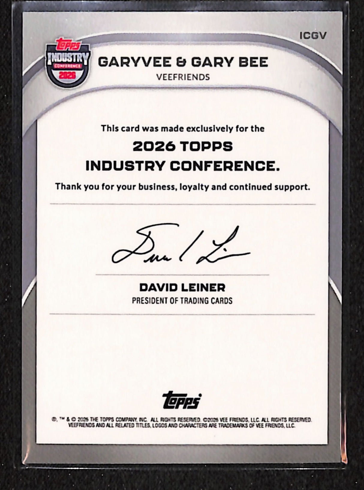 GaryVee & Gary Bee 2026 Topps Industry Conference #ICGV