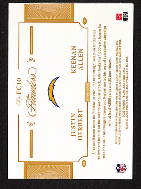 Justin Herbert / Keenan Allen 2021 Flawless Flawless Connections #FC10 #/10