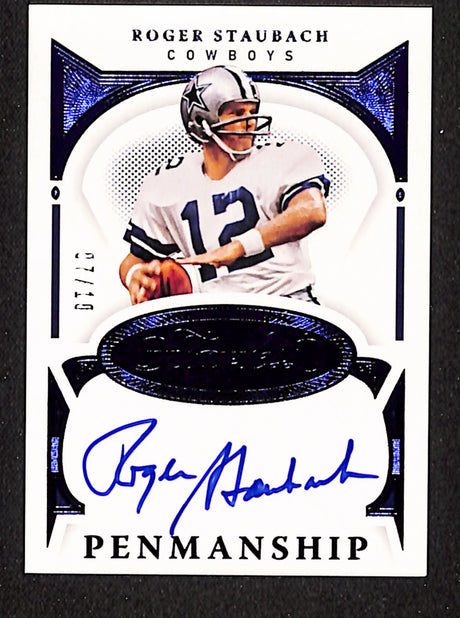 Roger Staubach 2021 Panini Flawless Flawless Penmanship Sapphire #PEN-RST #/10