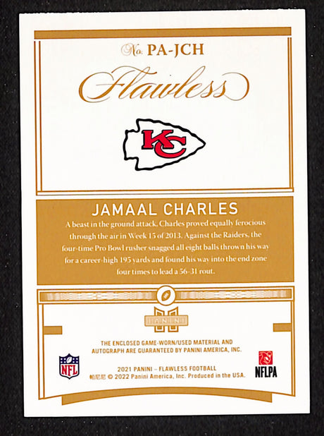 Jamaal Charles 2021 Panini Flawless Patch Autographs Silver #PA-JCH #/20