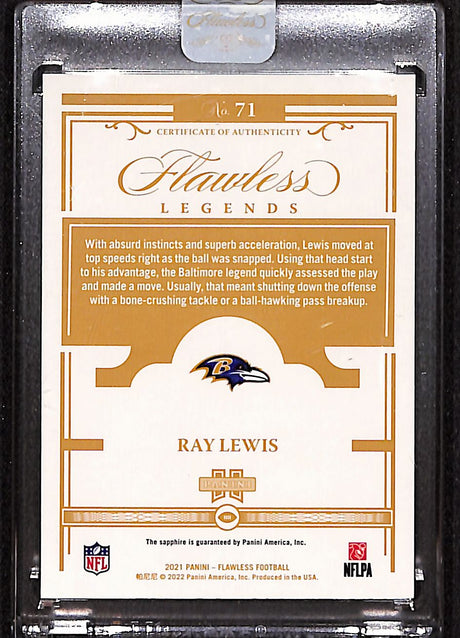 Ray Lewis 2021 Panini Flawless Sapphire #71 #/15