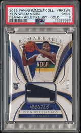 Zion Williamson 2019-20 Immaculate Rookie Jerseys Gold #RR-ZWL #/10 PSA 9