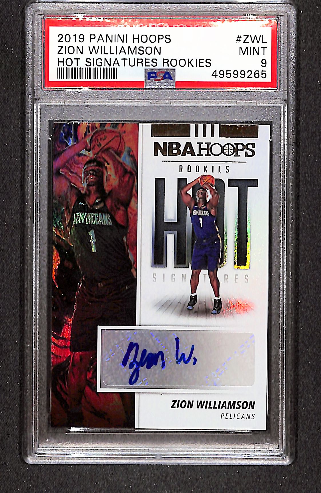 Zion Williamson 2019-20 Hoops Hot Signatures Rookies #HR-ZWL PSA 9