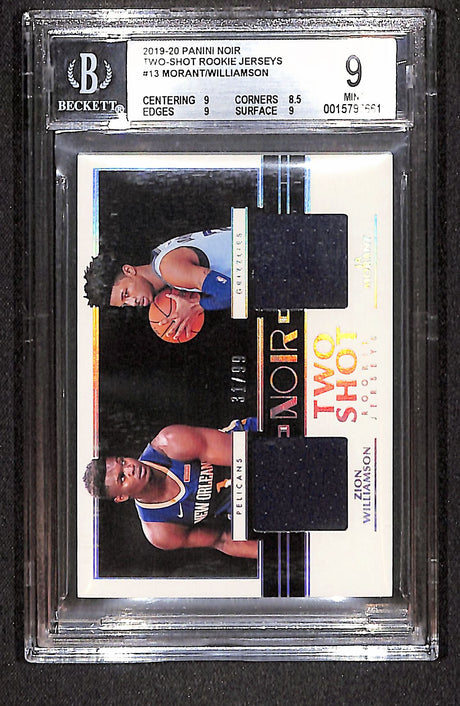 Morant / Williamson 2019-20 Noir Two-Shot Rookie Jerseys #TS-ZJ #/99 BGS 9.0