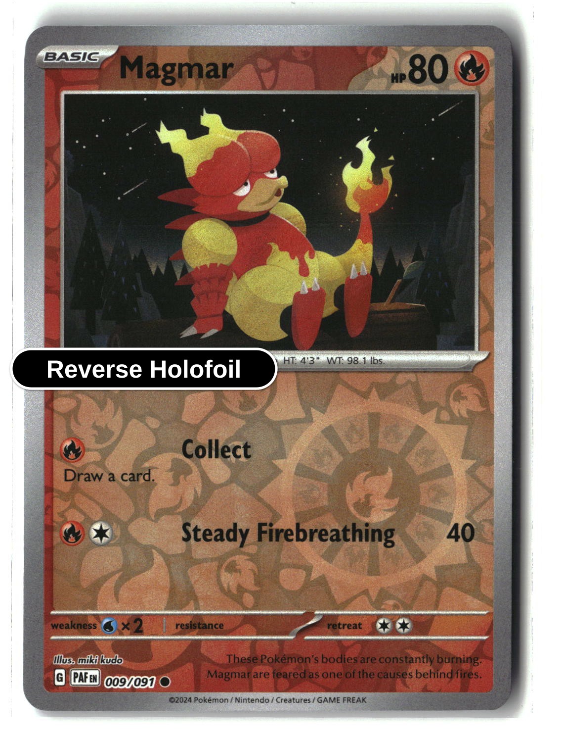 Magmar - 009/091 - [PAF - SV: Paldean Fates] - Reverse Holofoil