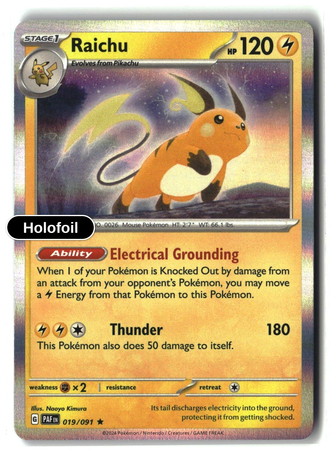 Raichu - 019/091 - [PAF - SV: Paldean Fates] - Holofoil