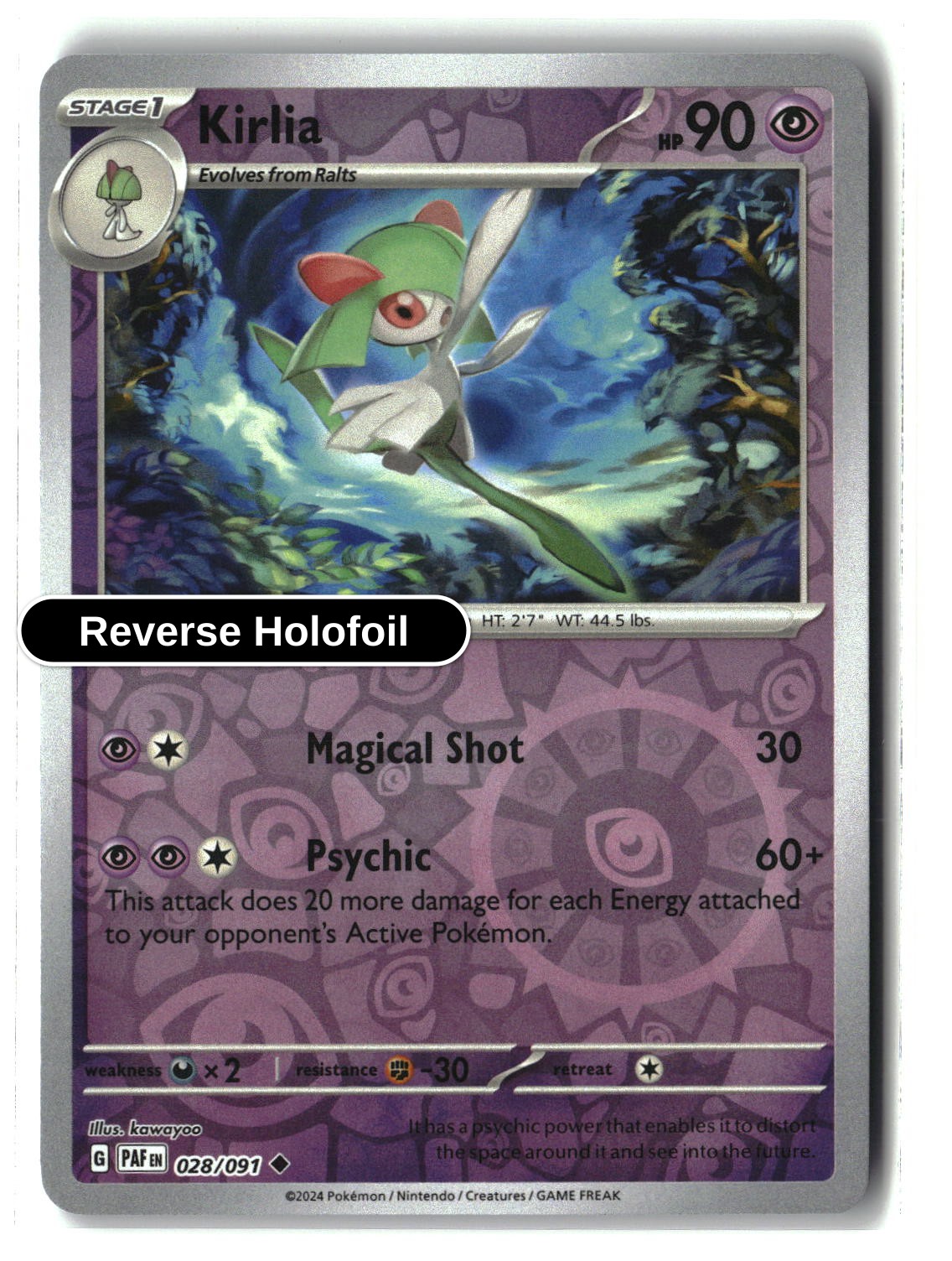 Kirlia - 028/091 - [PAF - SV: Paldean Fates] - Reverse Holofoil